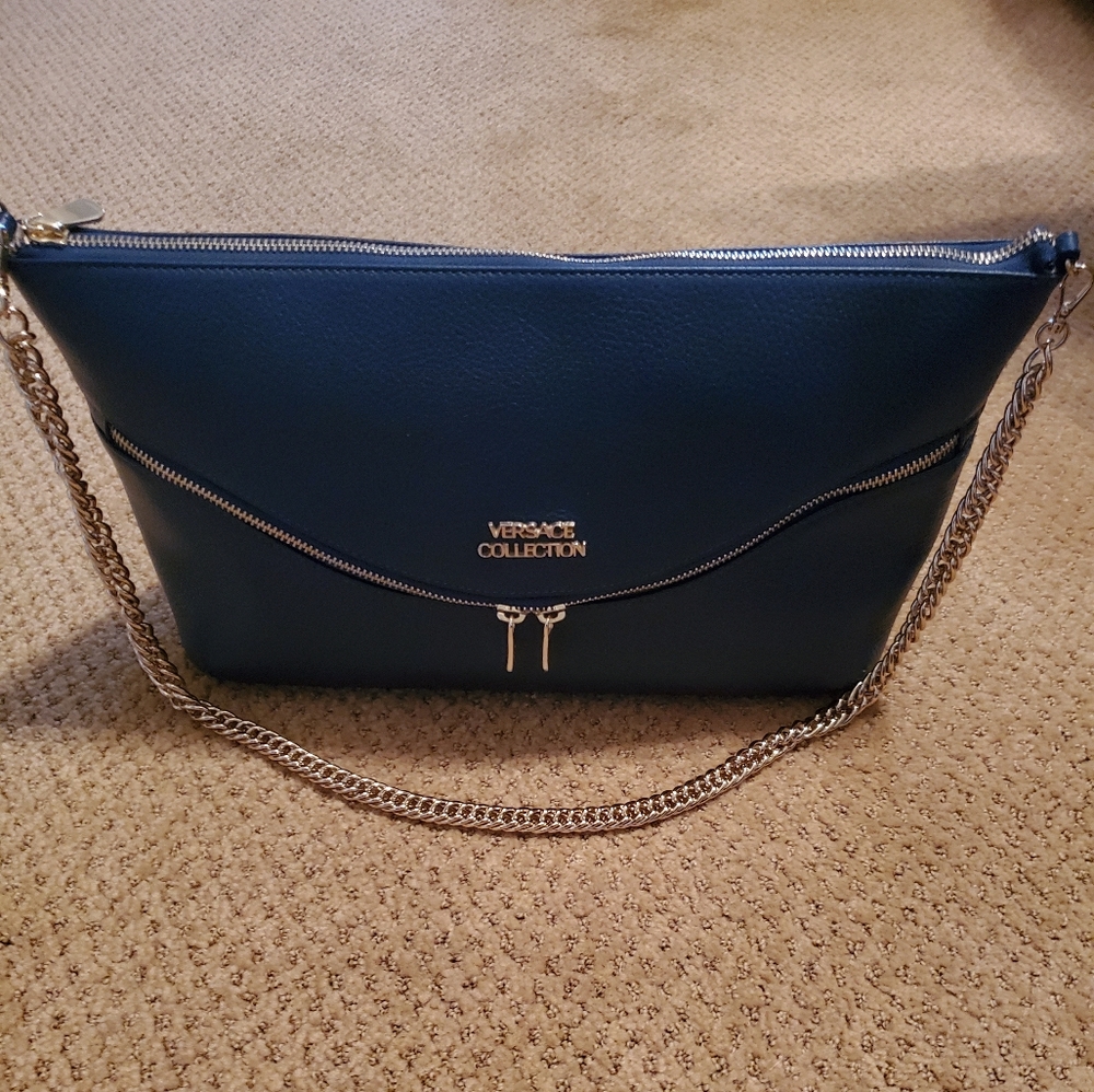 Versace Collection blue leather bag